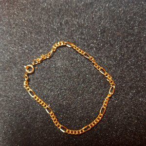 Vintage 70's Figaro chain bracelet 14k Gold plated  Stainless Steel..